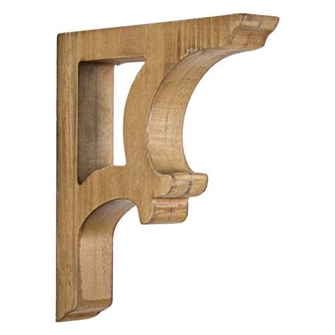 wood shelves with decorative brackets